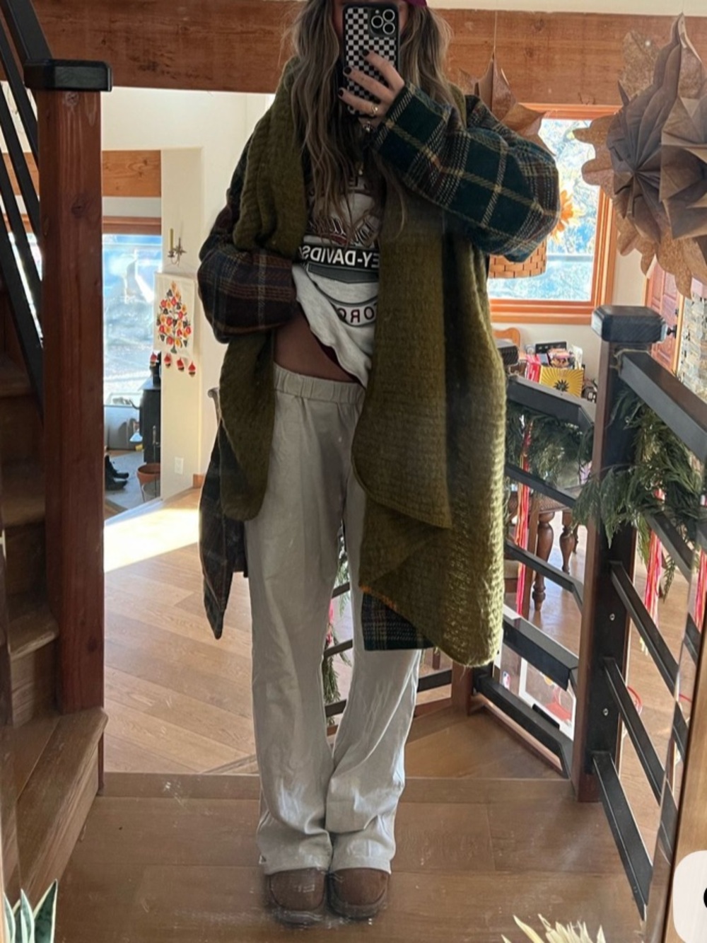 Anthropologie Forest  Green  Olive Boucle Scarf Wrap